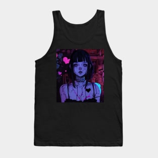 Cyberpunk Girl Pink Hearts Tank Top